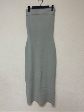 Free People NWT Strapless Ribbed Knit Midi Dress in Sage Green size M